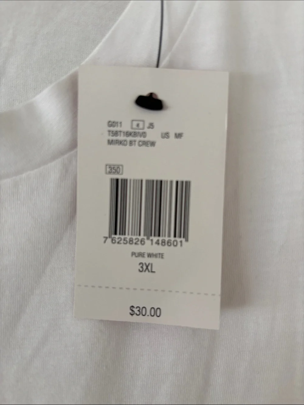 NWT UNISEX GUESS White Short Sleeve Logo Tee SIZE 3XL - Picture 3 of 7
